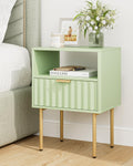 Green Night Stand with Drawer and Shelf J33808