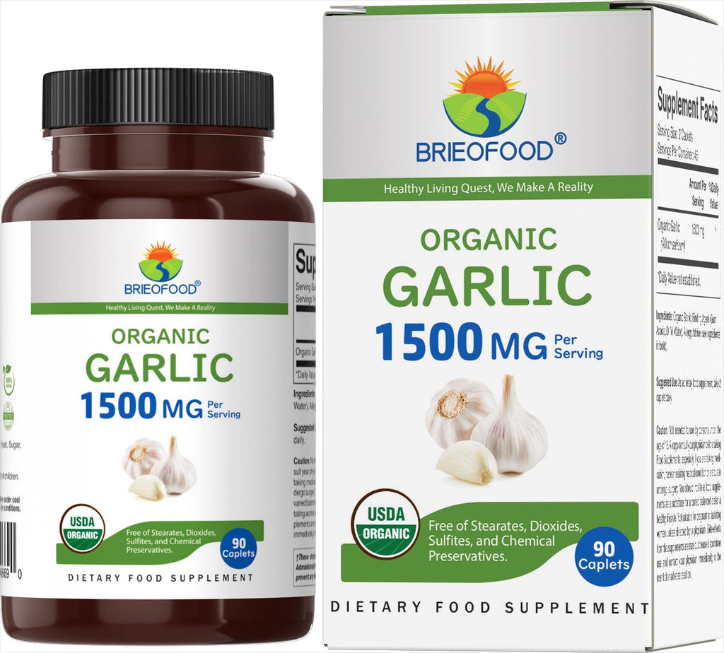 Organic Garlic 1500mg 90 Vegetarian Tablets U744684