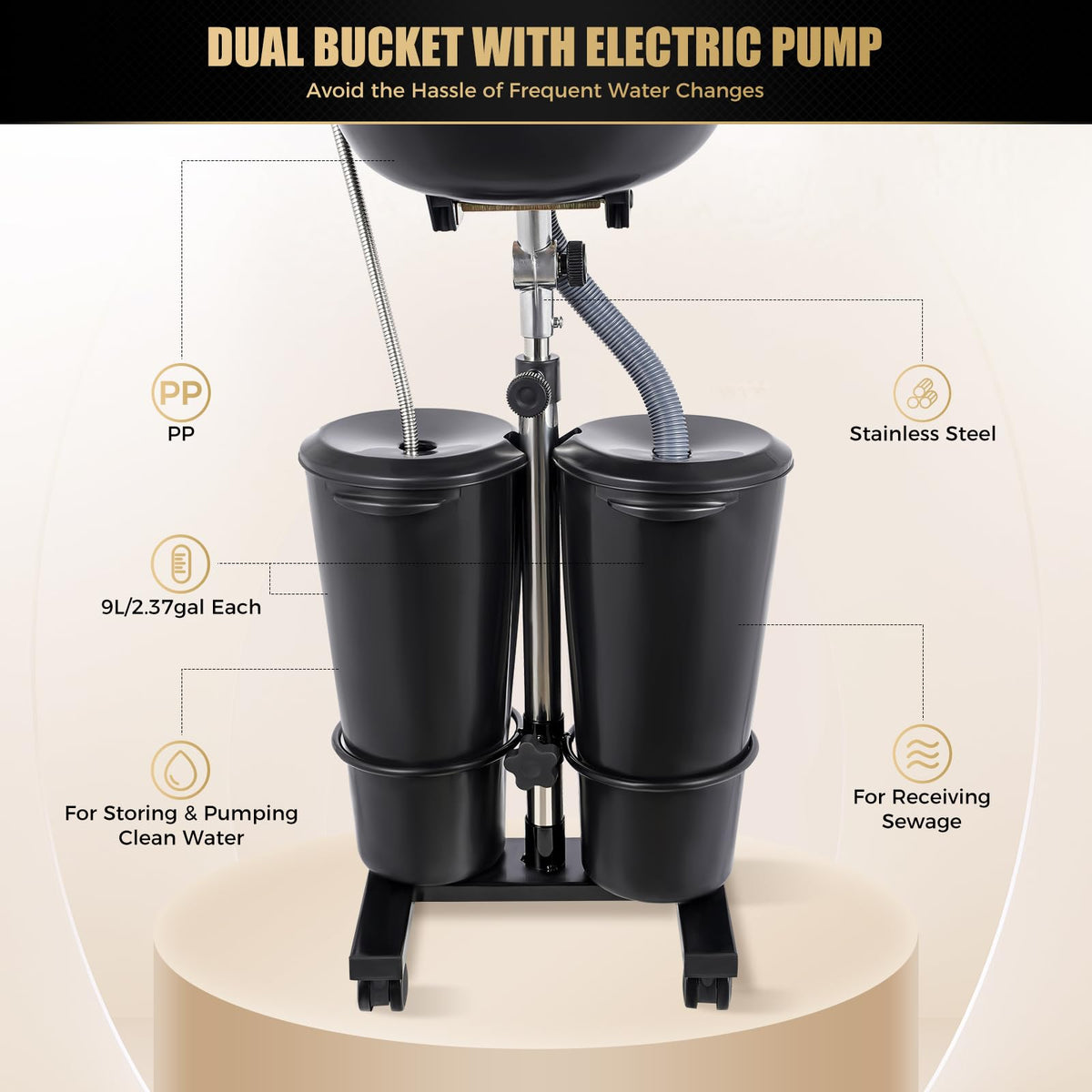 Portable Shampoo Bowl with Electric Pump D936