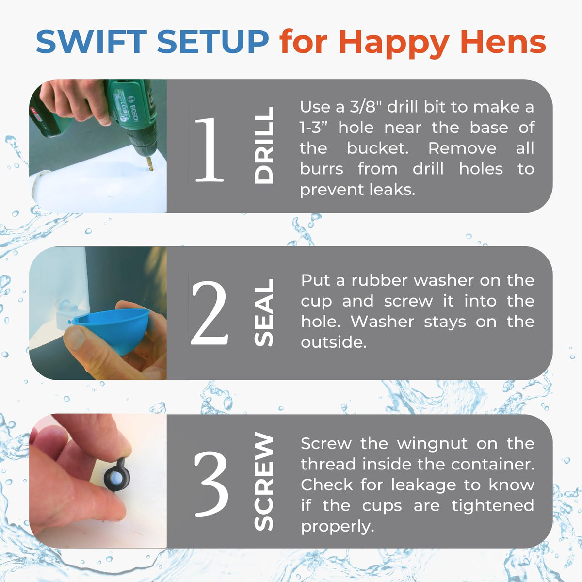 Blue Large Automatic Chicken Waterer Cups Pack of 5 H607596