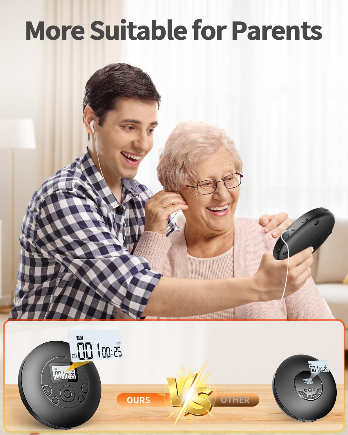 Portable CD Player Rechargeable with Headphones T968