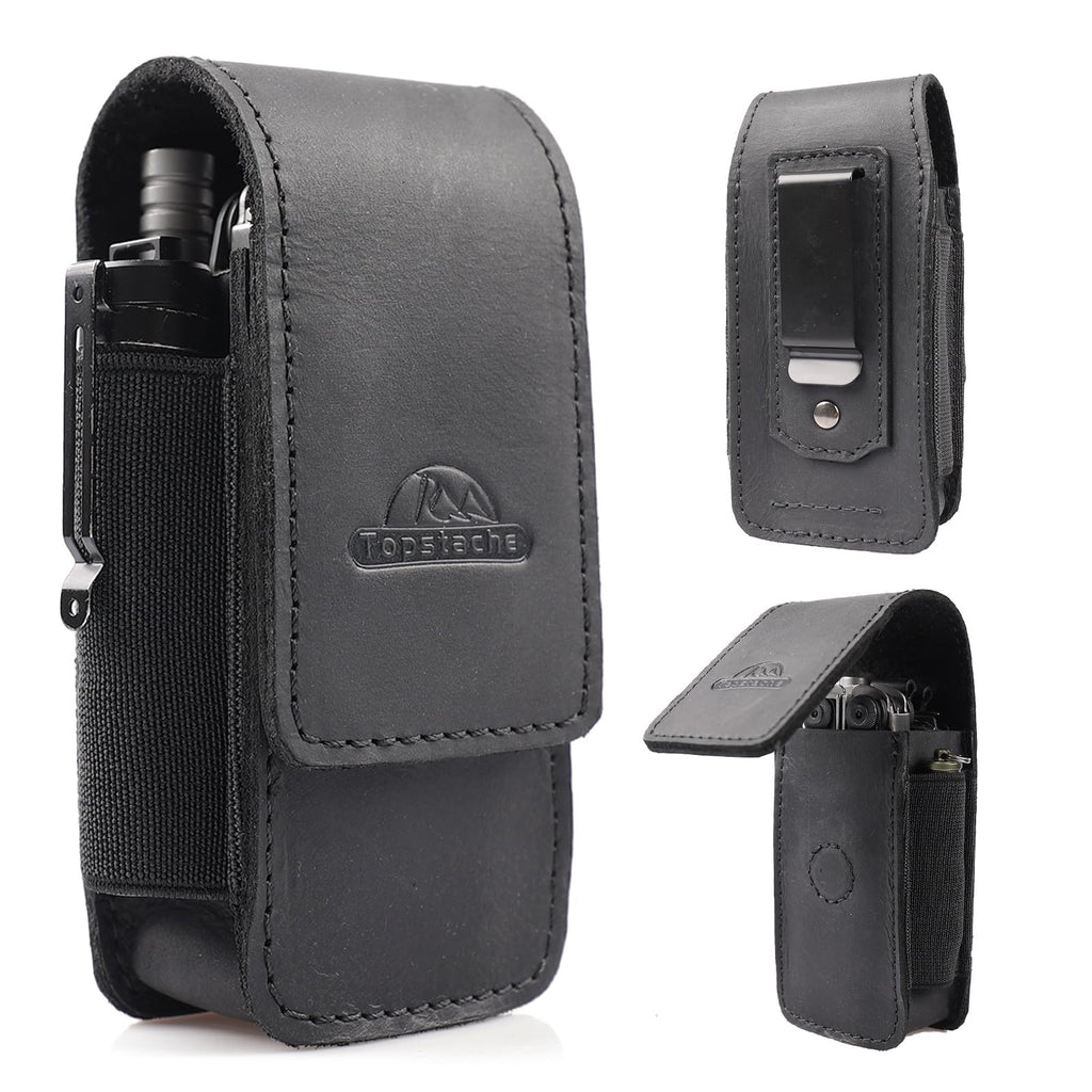 Leather Multitool Sheath with Belt Clip and Magnetic Closure C525