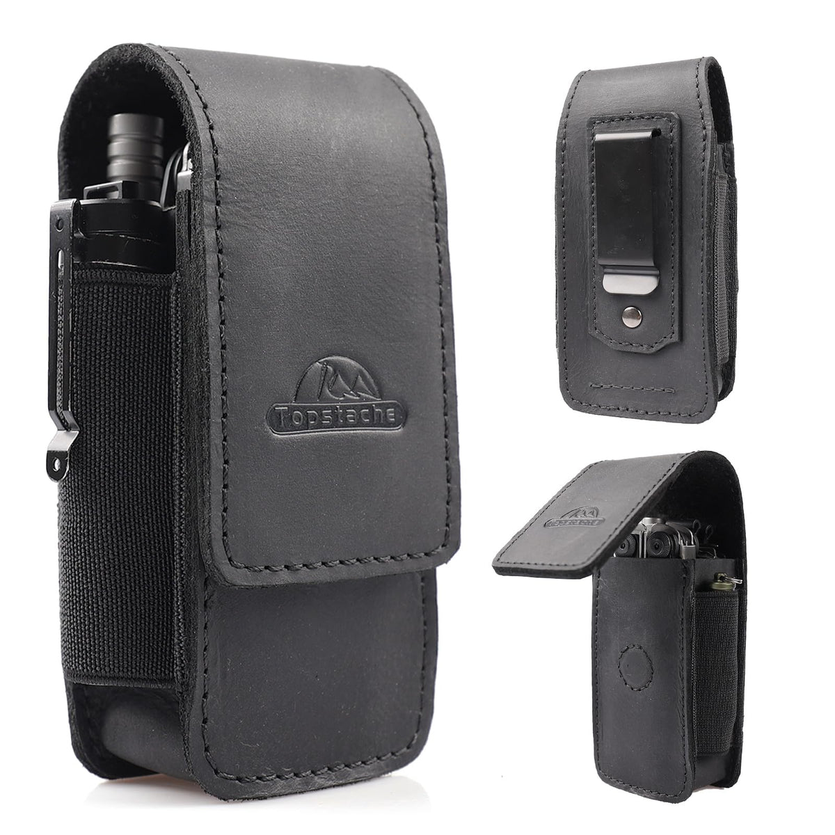 Leather Multitool Sheath with Belt Clip and Magnetic Closure C525