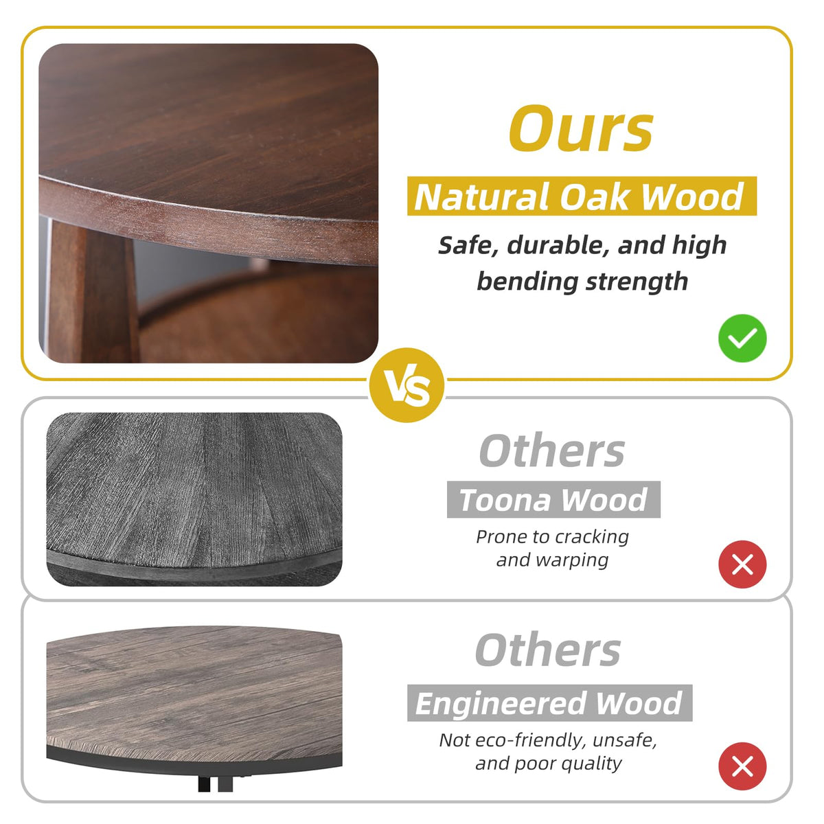 Dark Brown 2-Tier Round Coffee Table with Drawer O310223