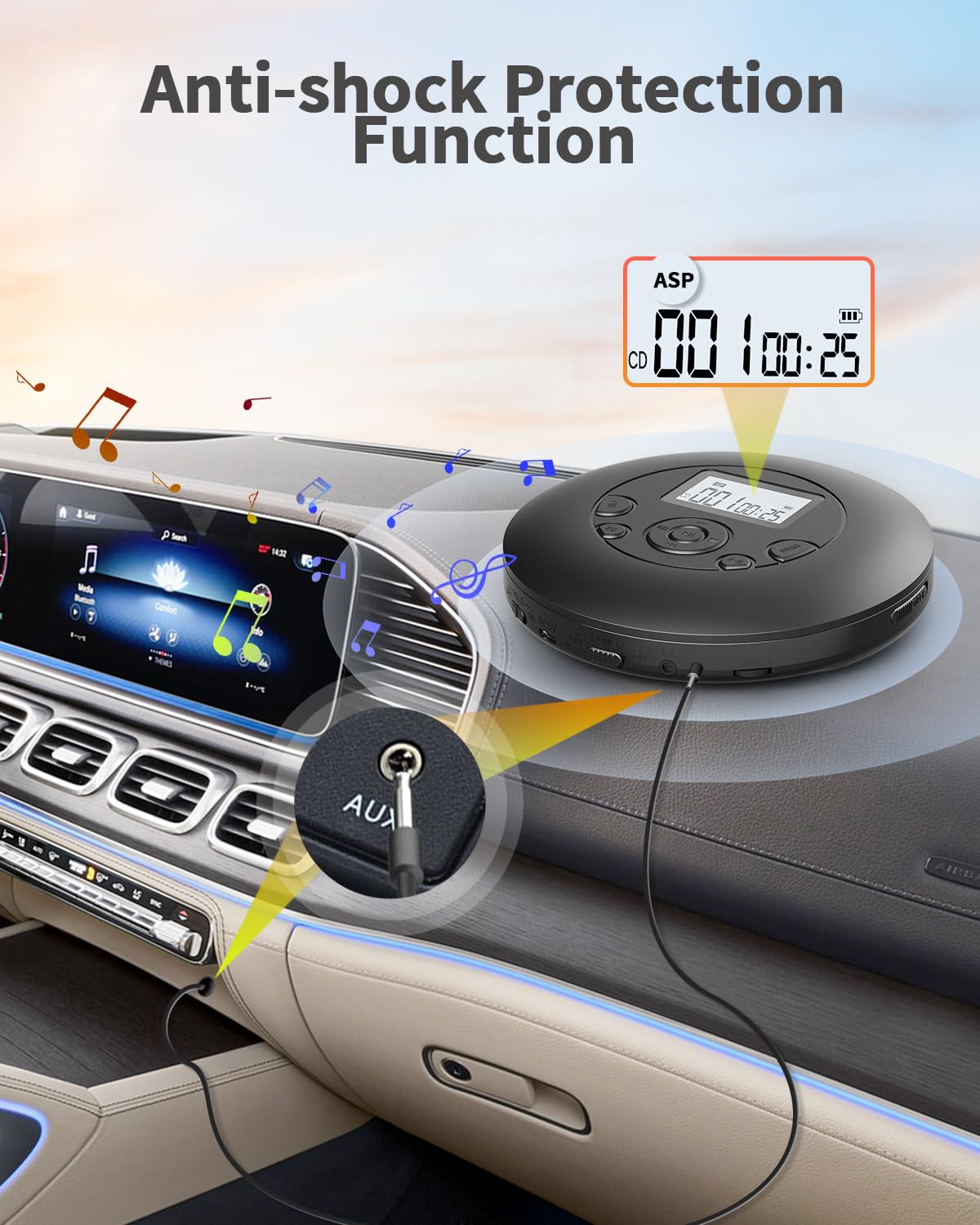 Portable CD Player Rechargeable with Headphones T968