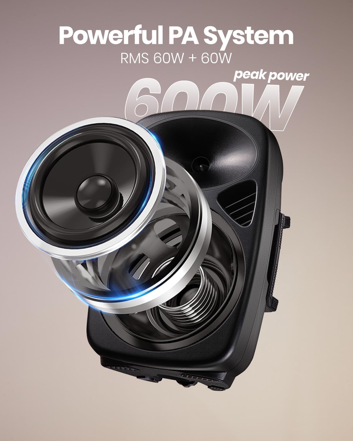 8 Inch Rechargeable PA Speakers with Tripod Stands F43637