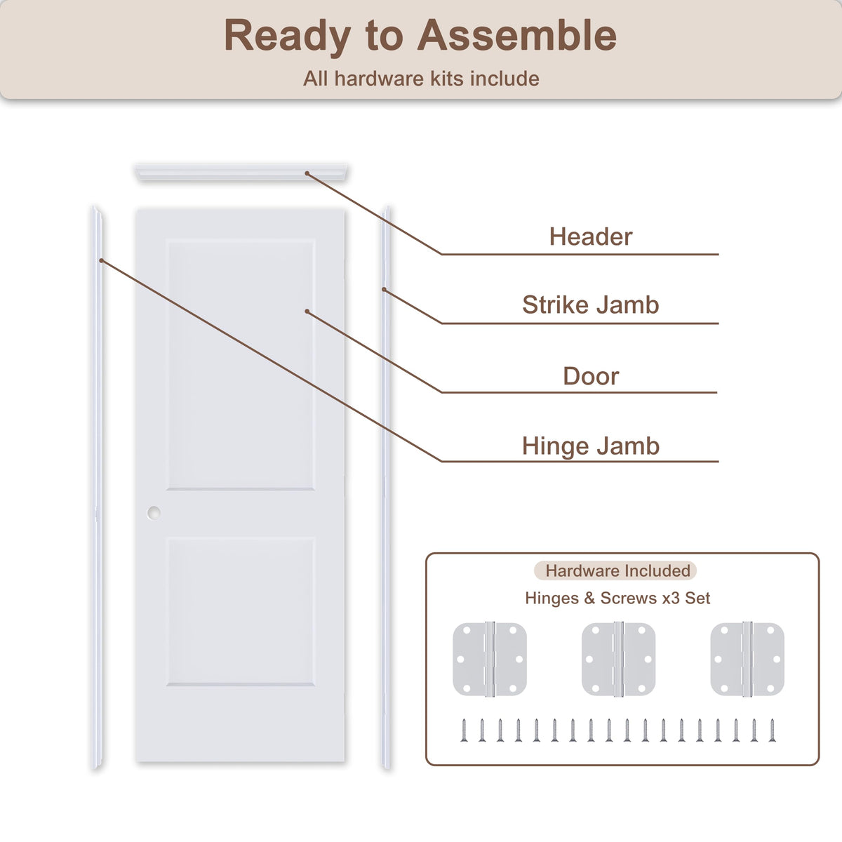 36"x80" Left-Hand Prehung Interior Door with Knock Down Jamb Kit Z939