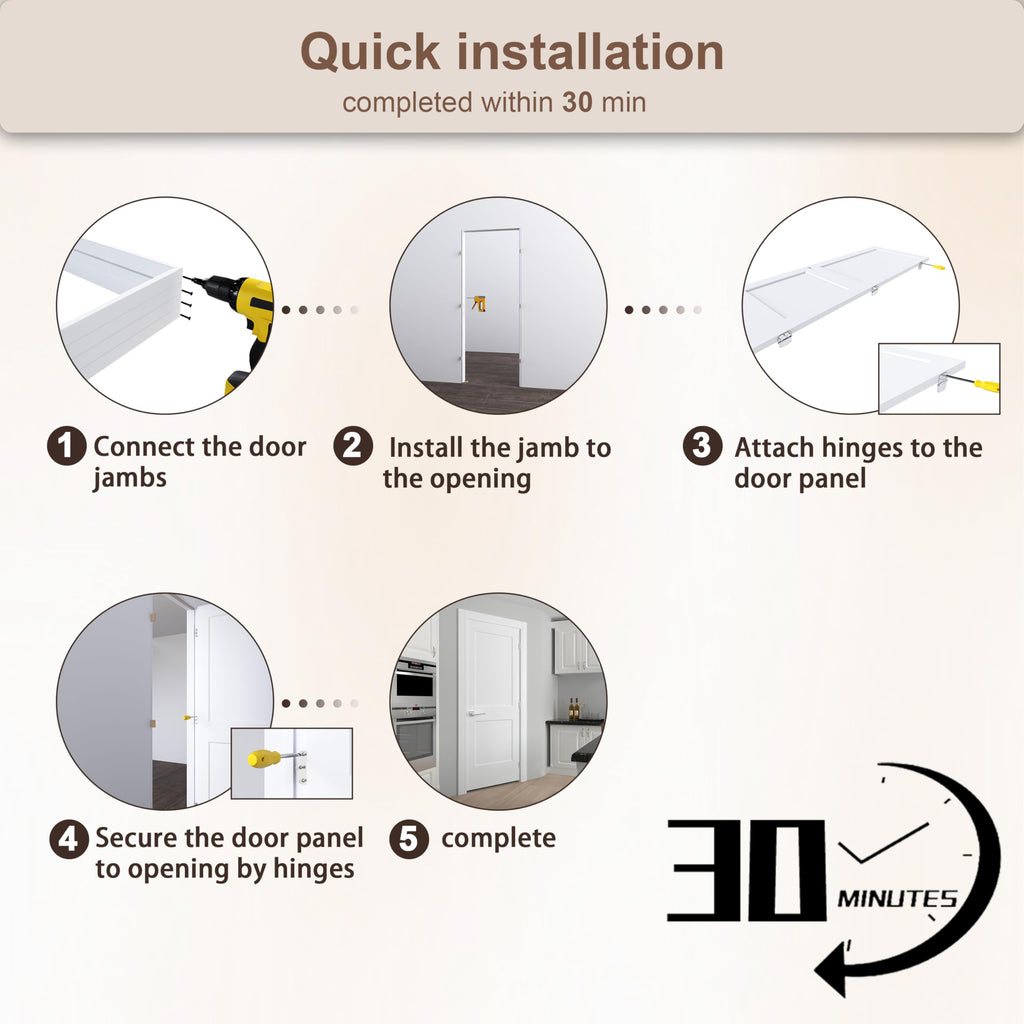 36"x80" Left-Hand Prehung Interior Door with Knock Down Jamb Kit Z939
