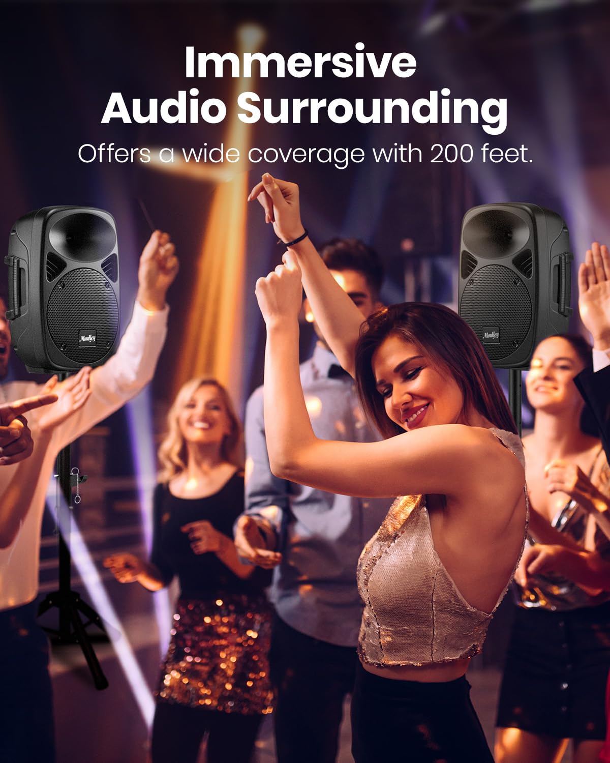 8 Inch Rechargeable PA Speakers with Tripod Stands F43637
