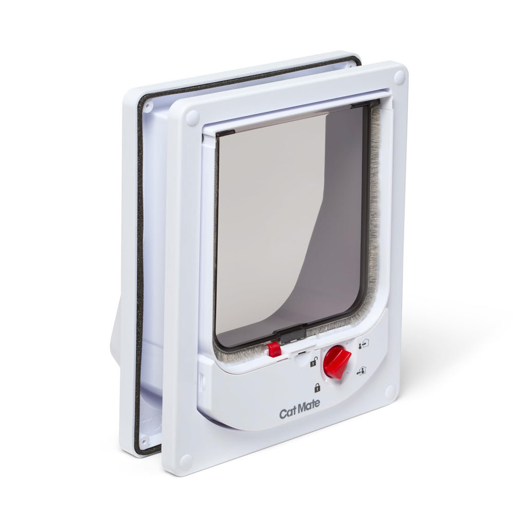 Electromagnetic 4-Way-Locking Cat Flap with 2 Collar Keys White S430