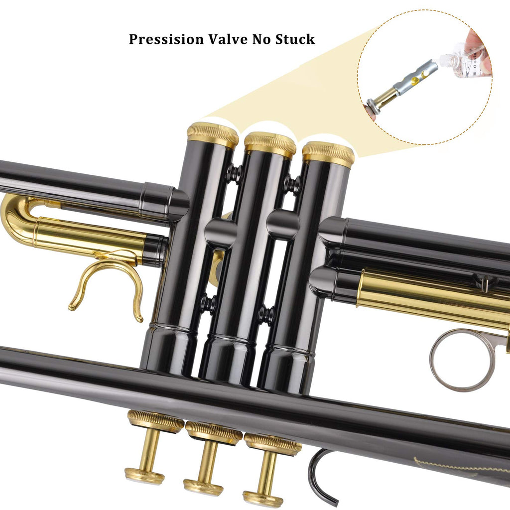 Bb Trumpet Set with Carrying Case, Gloves, 7C Mouthpiece, Tuning Rod, Black Nickel O916990