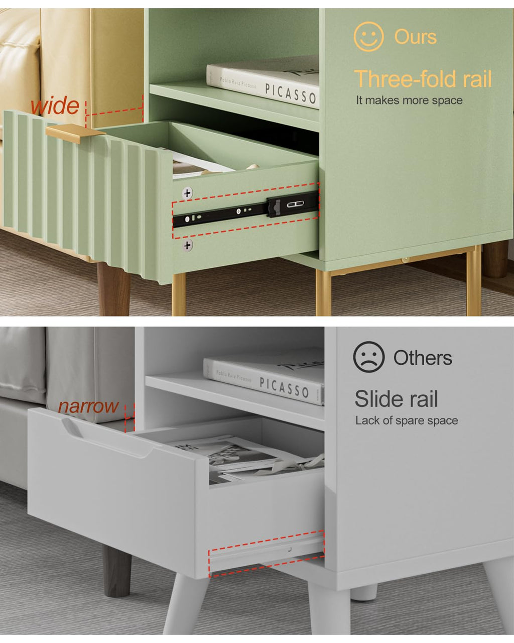 Green Night Stand with Drawer and Shelf J33808