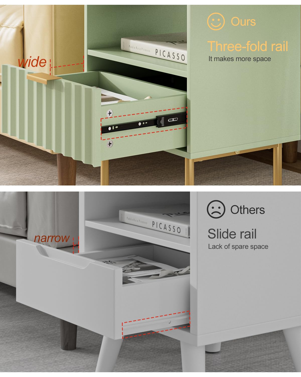 Green Night Stand with Drawer and Shelf J33808