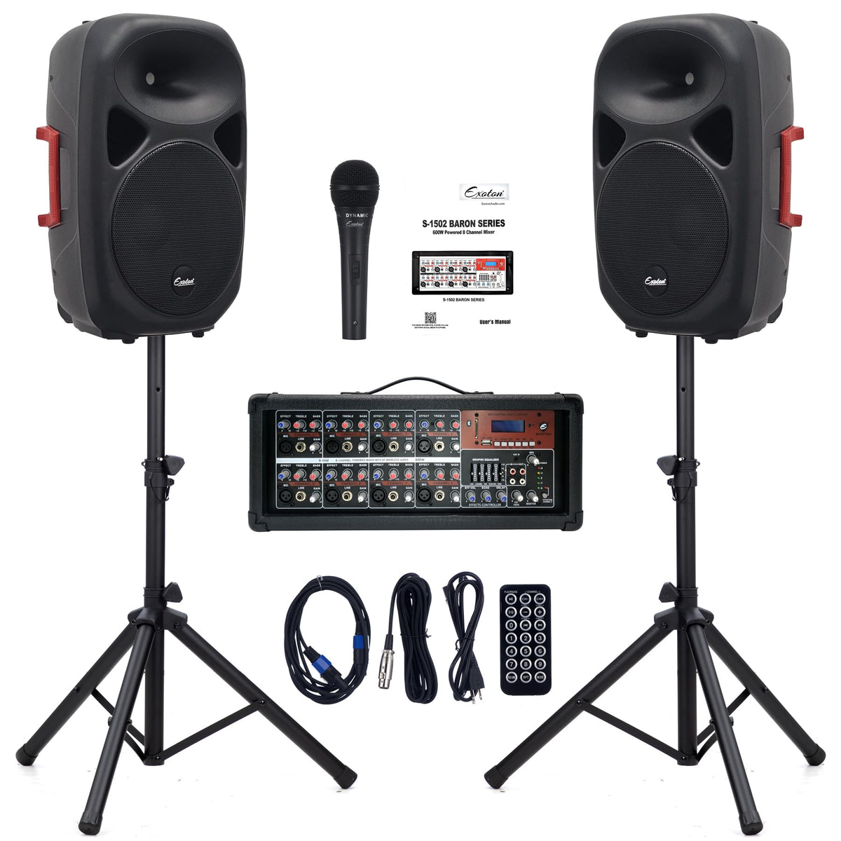 15inch 2000W Bluetooth PA System with Powered Mixer Set T898586