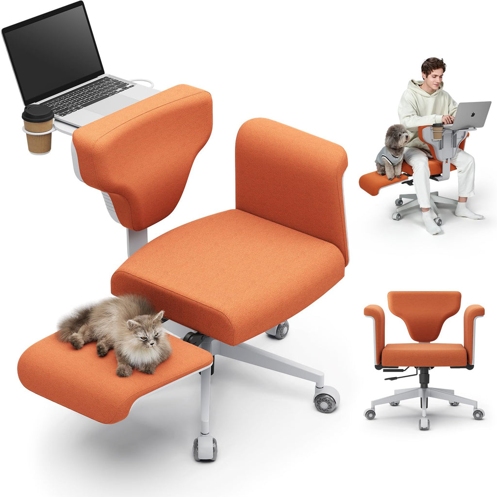 Orange Adjustable Ergonomic Office Chair with Desk Tray A6929