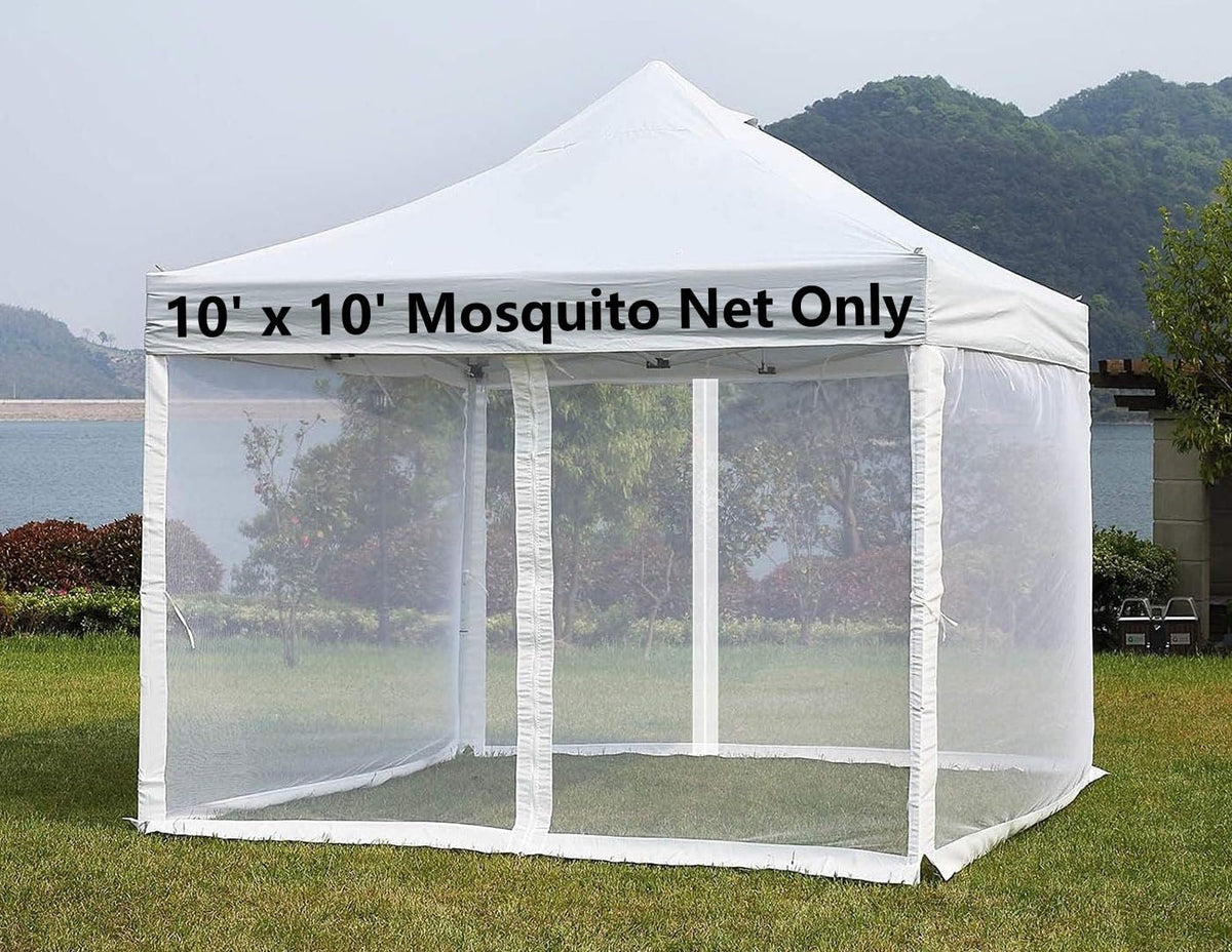 Mosquito Net 4-Panel Canopy Screen Wall with Zipper White I7667