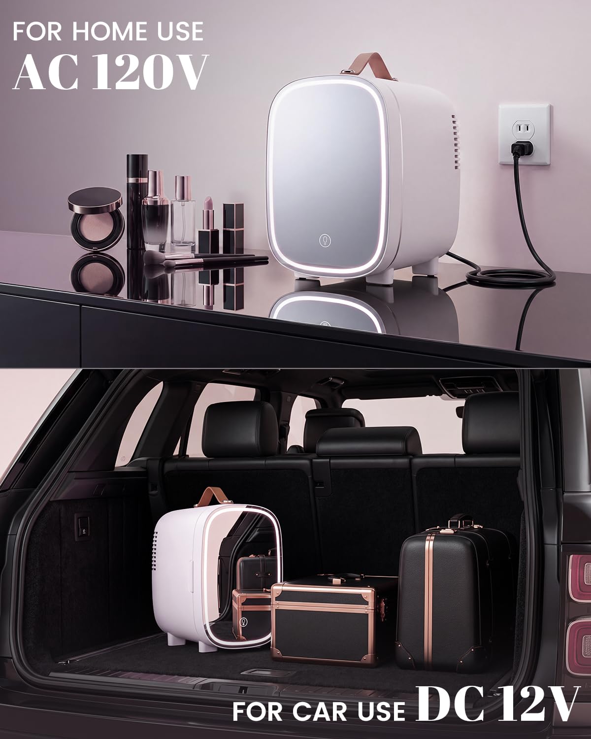 4 Liter 6 Can Portable Mini Fridge with LED Mirror C731916