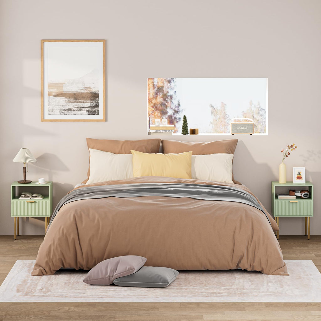 Green Night Stand with Drawer and Shelf J33808