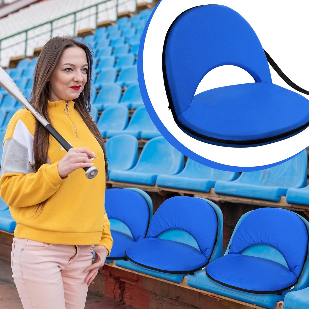 4 Pcs Adjustable Folding Portable Stadium Seats with Back I191286