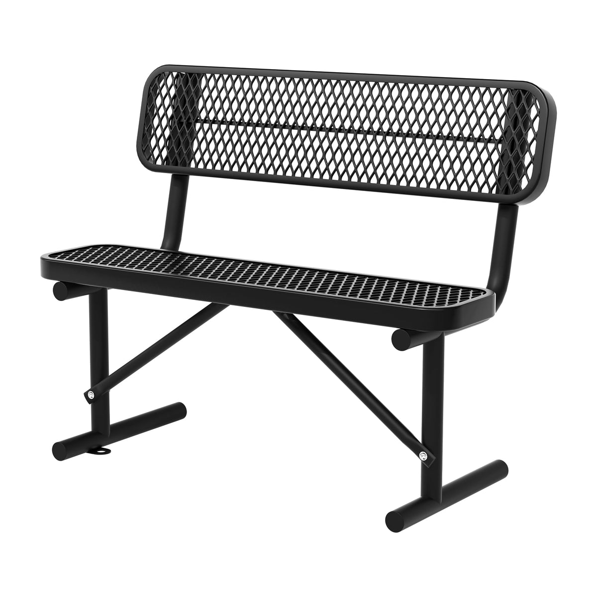 Black Metal Park Bench with Backrest T511691