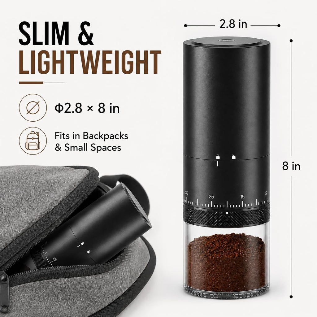 Portable Electric Burr Coffee Grinder with Ceramic Conical Burr O7649