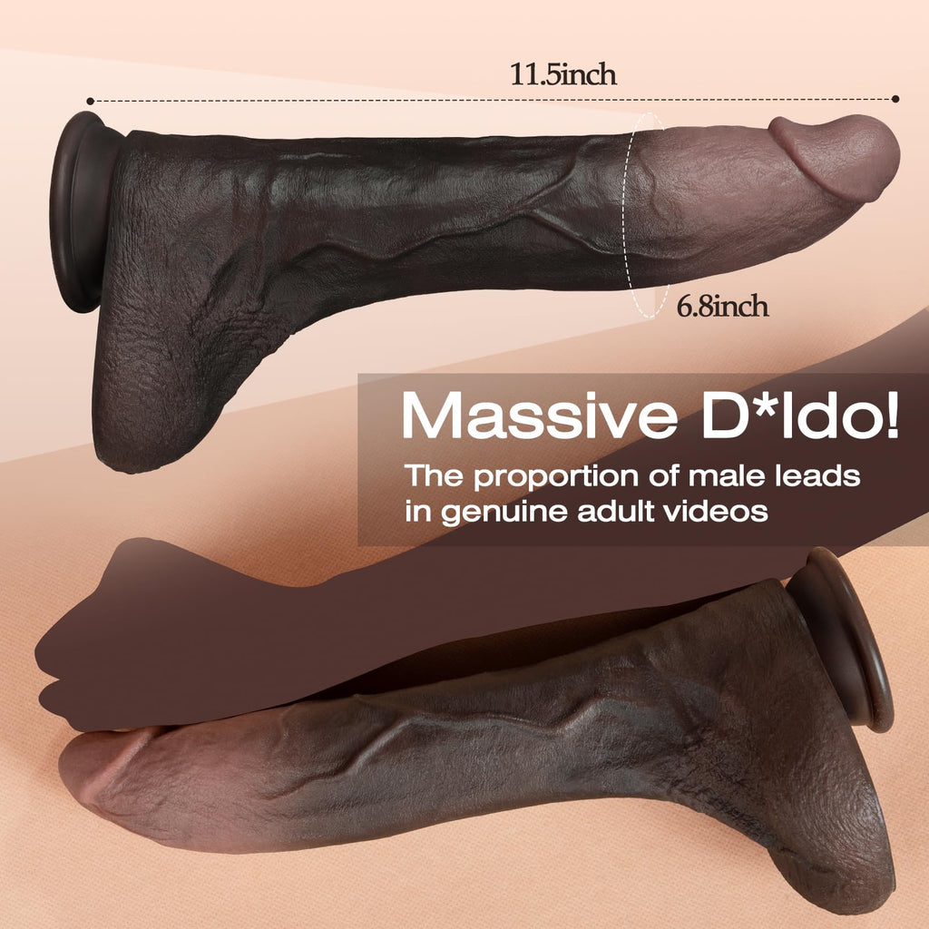 11.5 Inch Black Silicone Dildo R77933