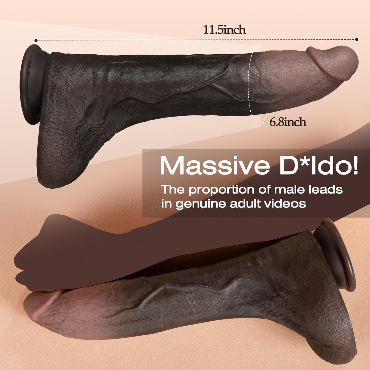 11.5 Inch Black Silicone Dildo R77933