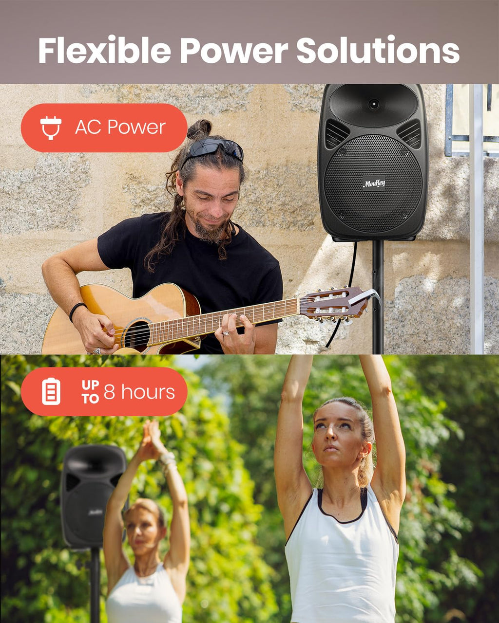 8 Inch Rechargeable PA Speakers with Tripod Stands F43637