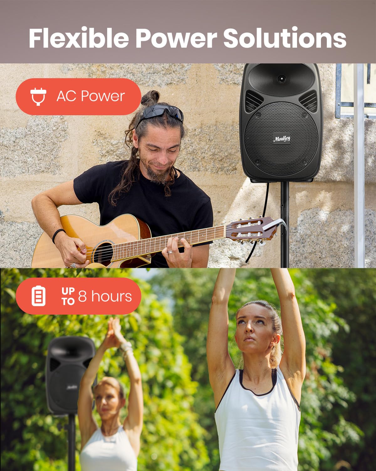 8 Inch Rechargeable PA Speakers with Tripod Stands F43637