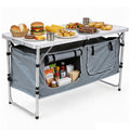Camping Table with Storage Gray A427763