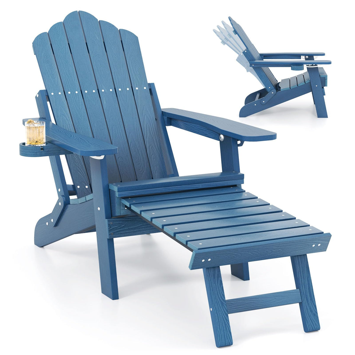 Folding Adirondack Chair with Adjustable Backrest and Ottoman P743
