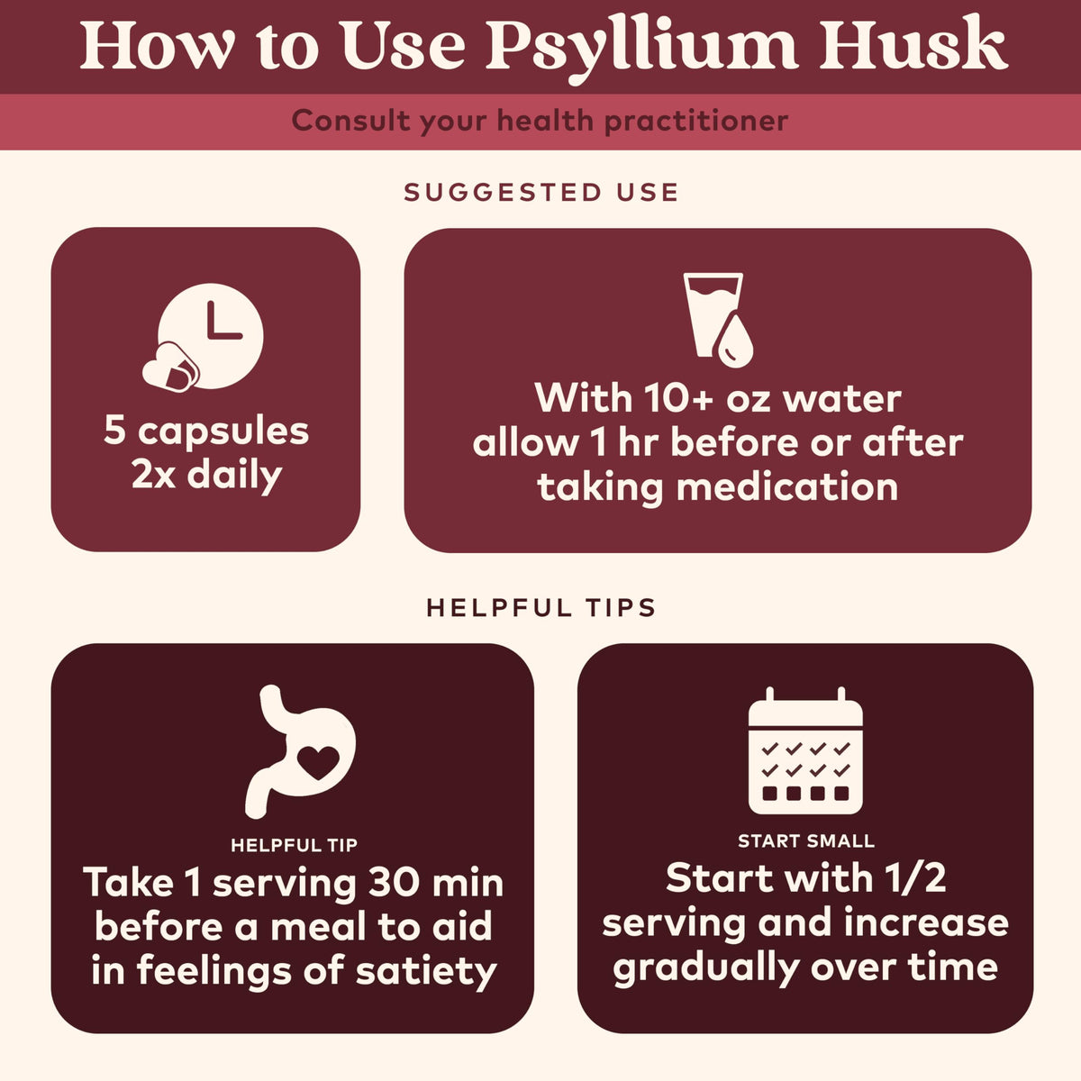 Psyllium Husk Capsules Fiber Supplement Vegan 180 Count V6499