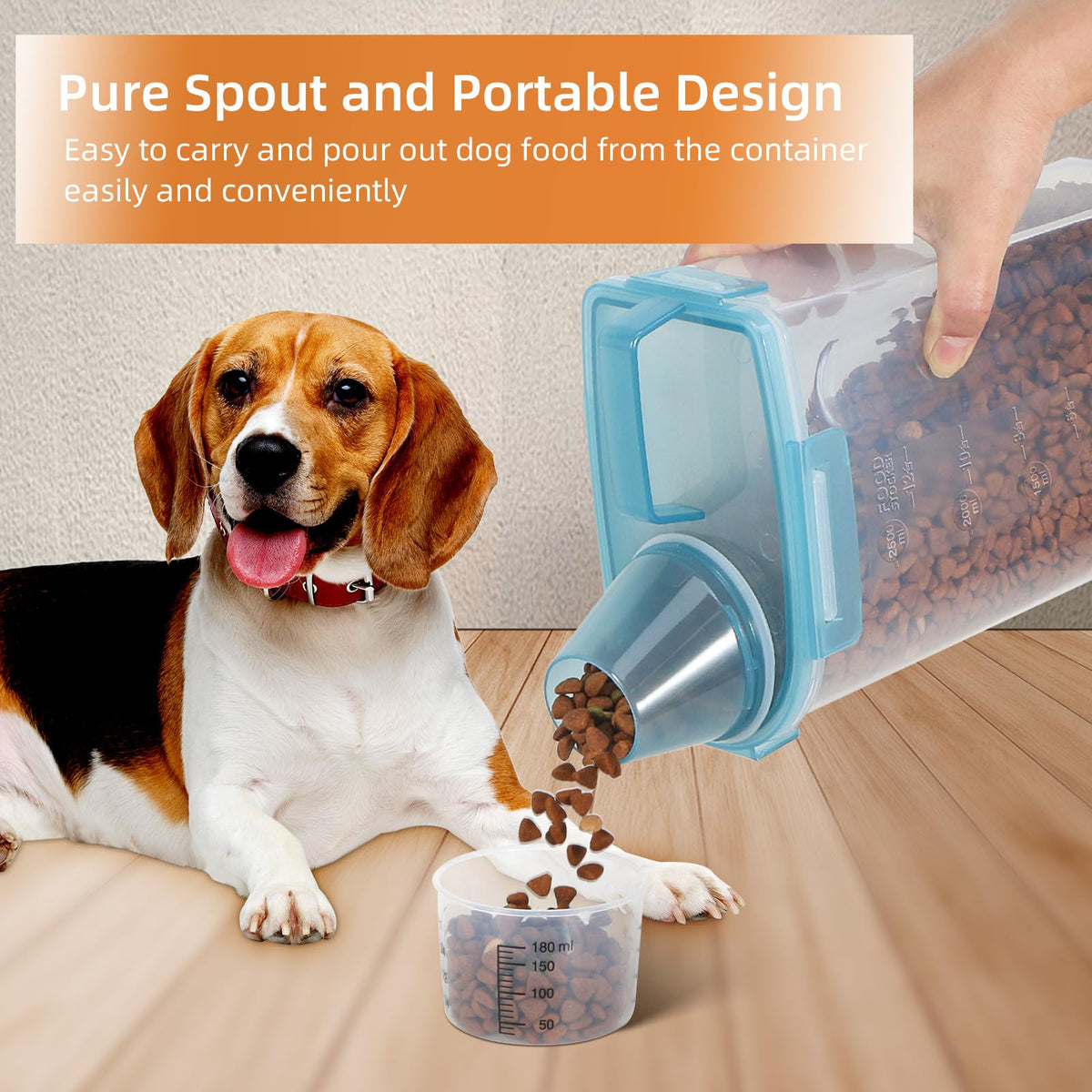 3-5Lbs/3Qt Plastic Pet Food Storage Container with Foldable Bowl R575