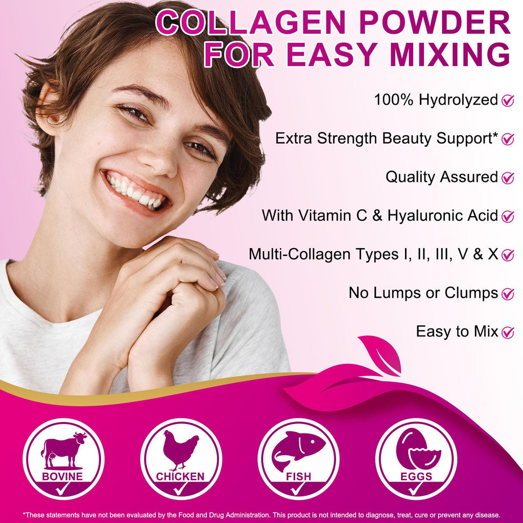 Unflavored Hydrolyzed Collagen Peptides Powder 16 oz W58887