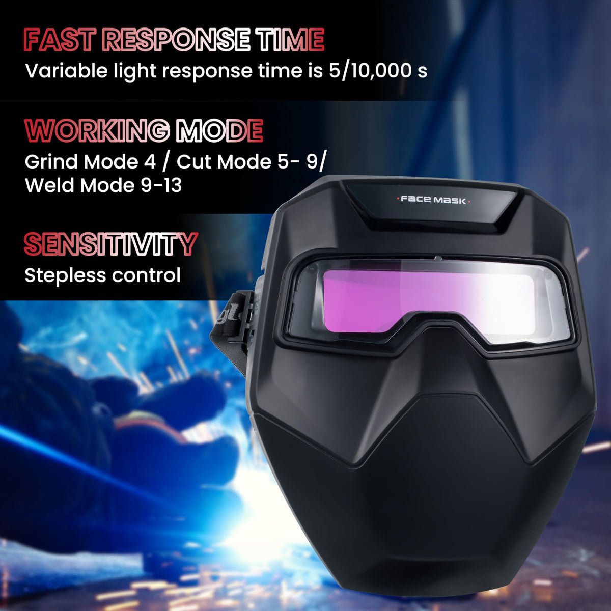 Auto Darkening Welding Goggles with Welder Mask and 10 Replacement Lenses F9172