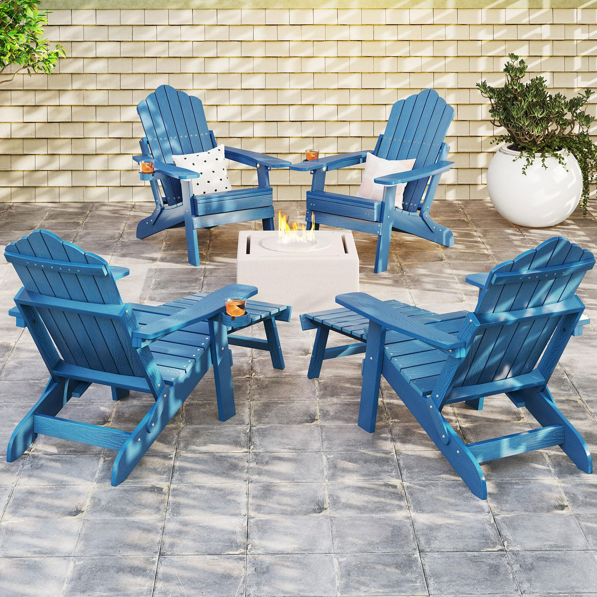 Folding Adirondack Chair with Adjustable Backrest and Ottoman P743