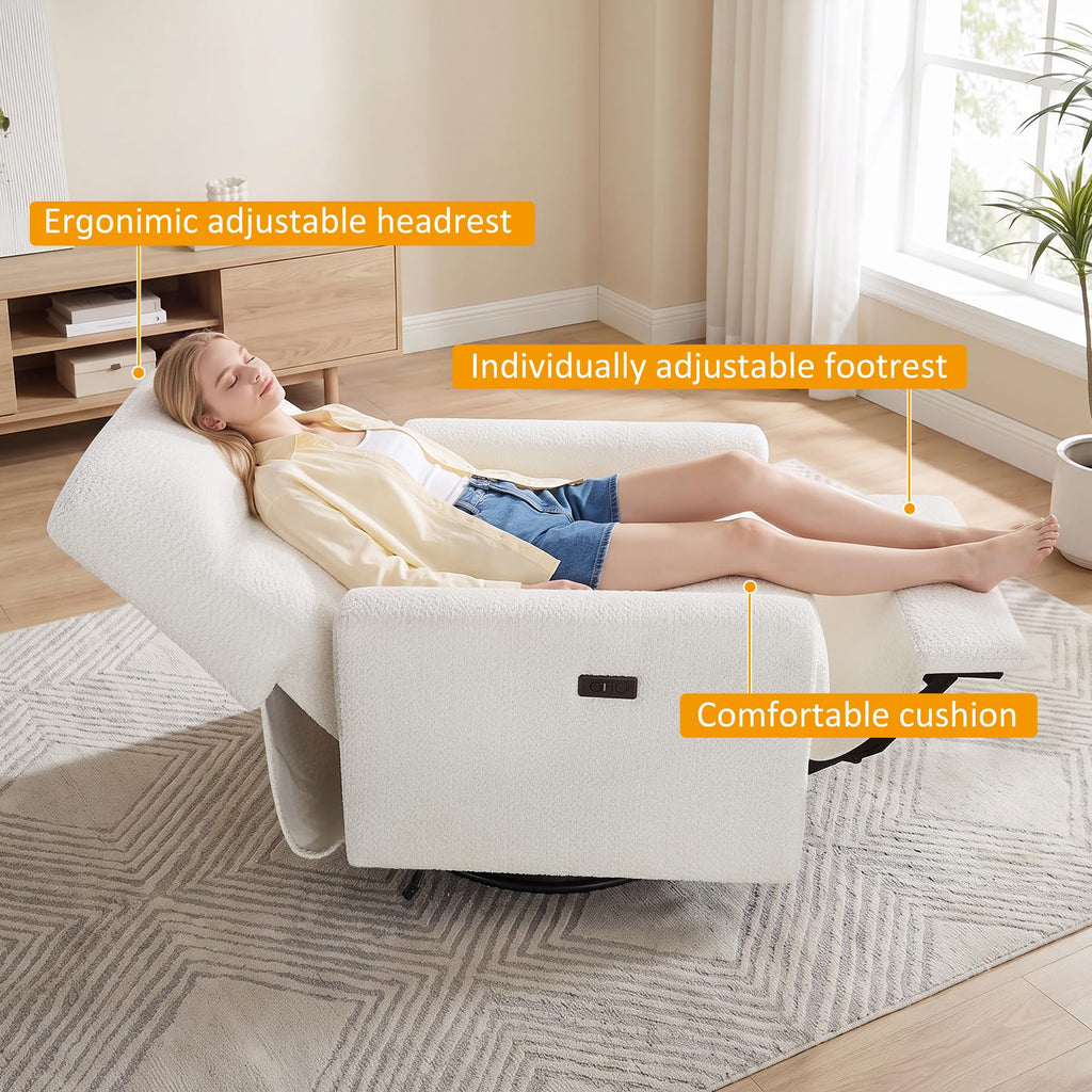 White Power Rocking Recliner Chair P514944