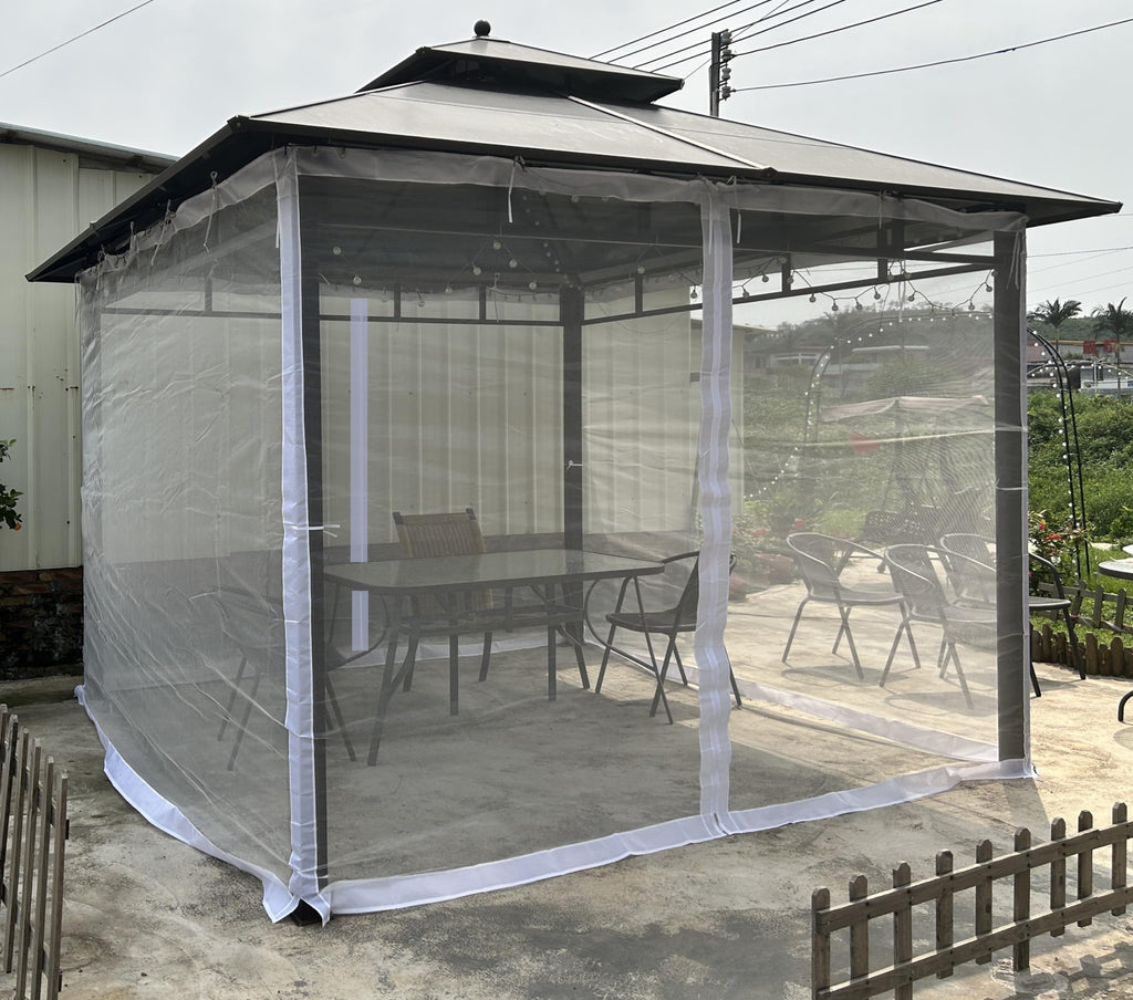 Mosquito Net 4-Panel Canopy Screen Wall with Zipper White I7667