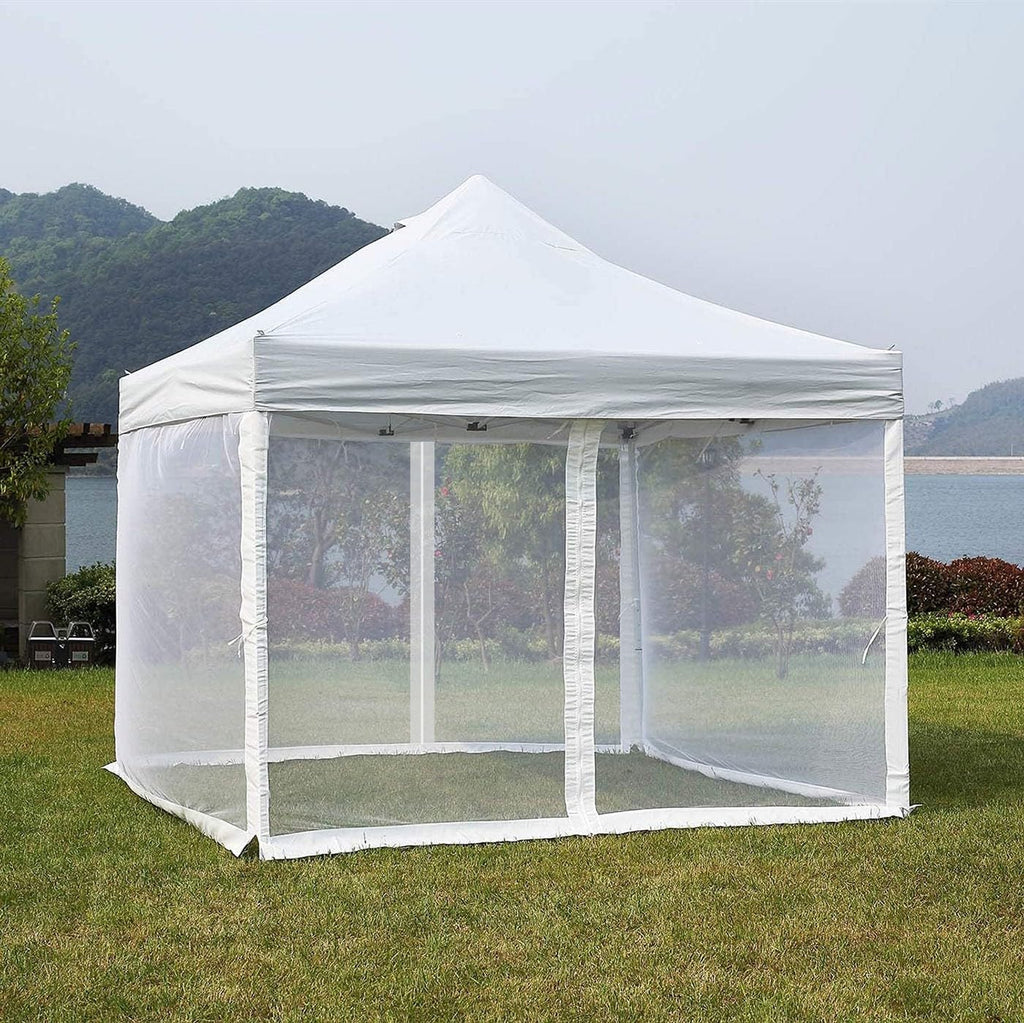 Mosquito Net 4-Panel Canopy Screen Wall with Zipper White I7667