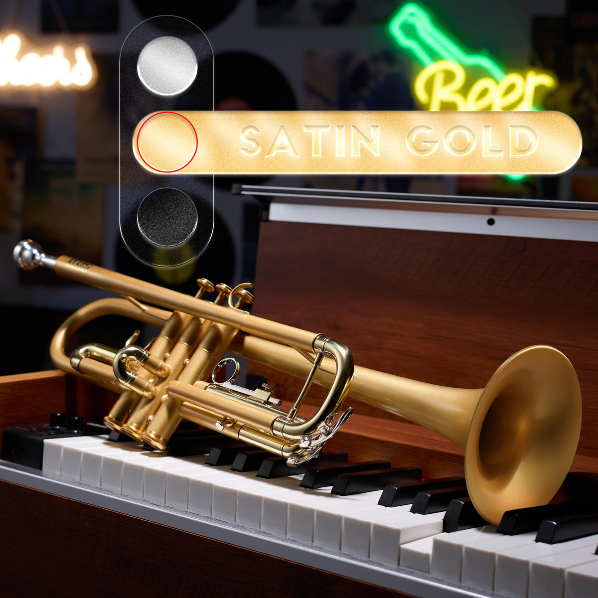 Satin Gold Bb Trumpet with Hard Case L2462
