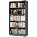 66" Tall Black Metal Bookcase with Adjustable Shelves X198