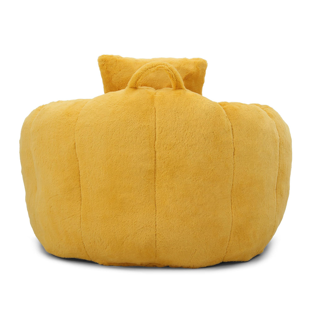 Yellow Faux Fur Memory Foam Bean Bag Chair with Footstool F5750