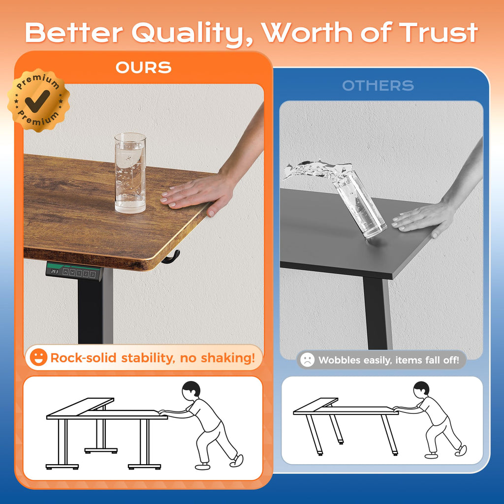 63 x 55 Inch L Shaped Standing Desk with Power Outlets E167