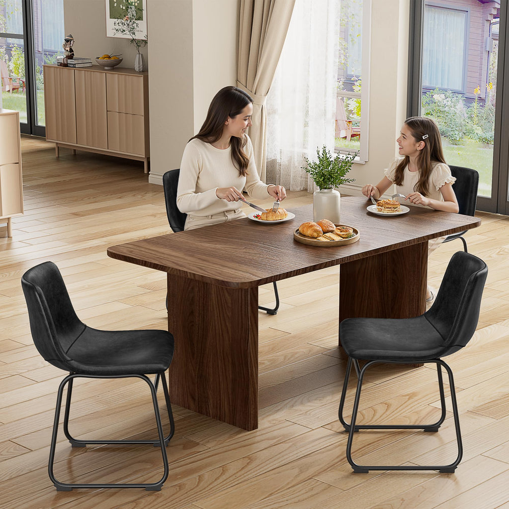 Black PU Leather Dining Chairs Set of 6 F3241