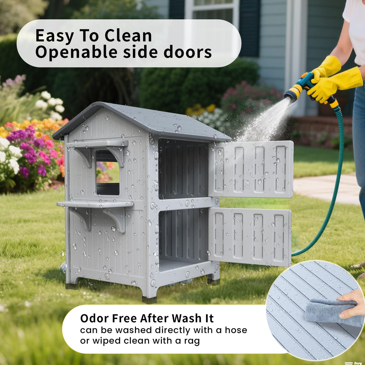 Weatherproof 2 Story Cat House with Mat P2807