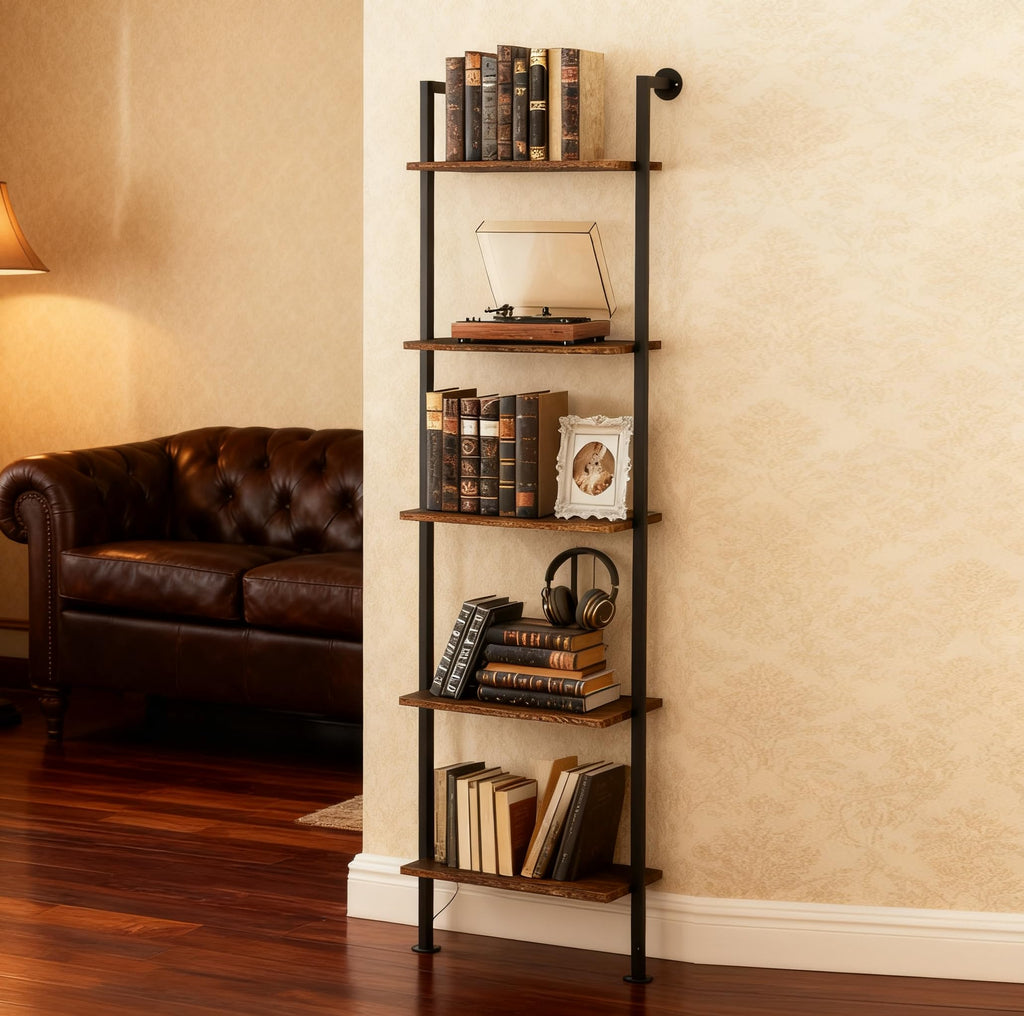 5-Tier Solid Wood Ladder Bookshelf I2360