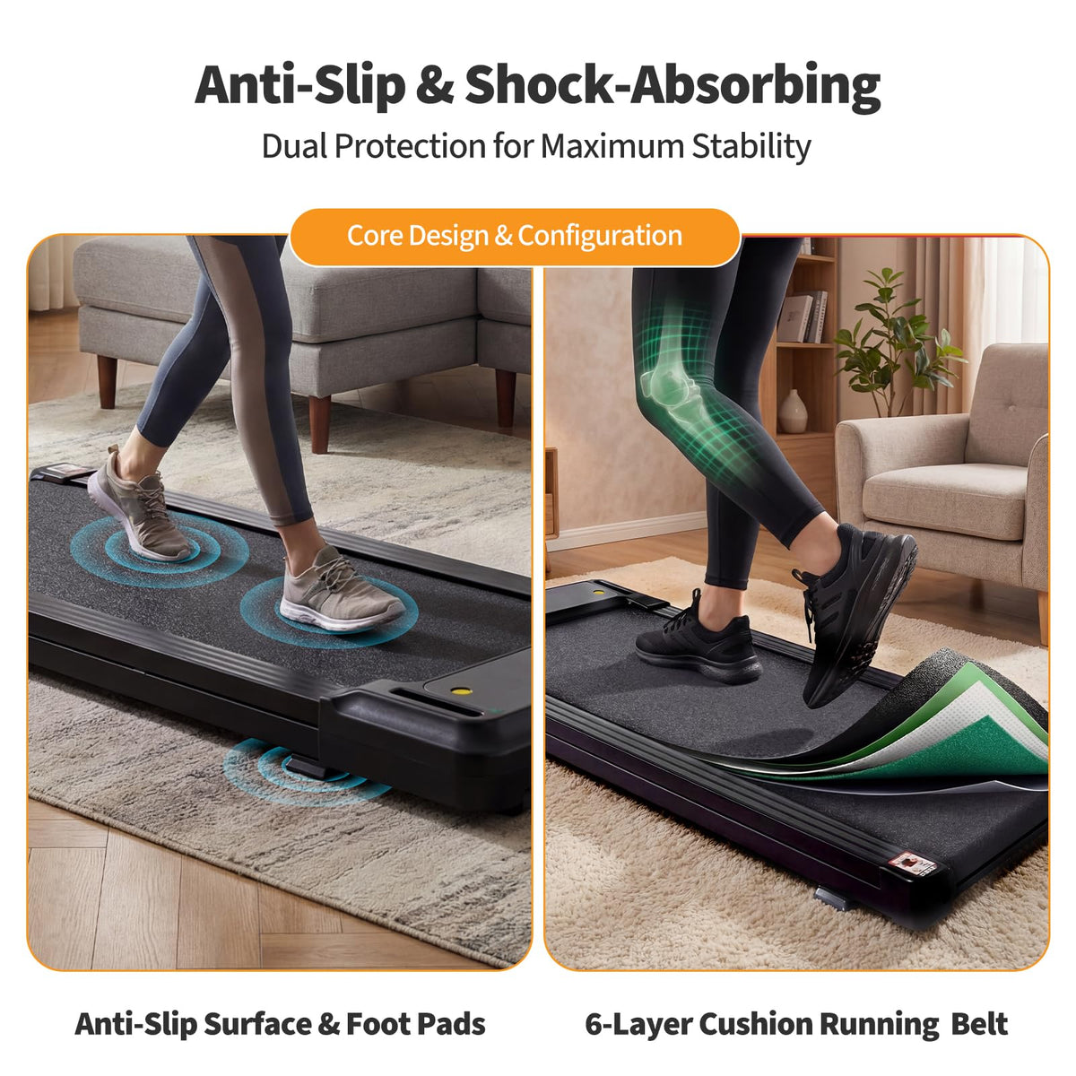 Black Portable 3-in-1 Walking Pad Treadmill G212