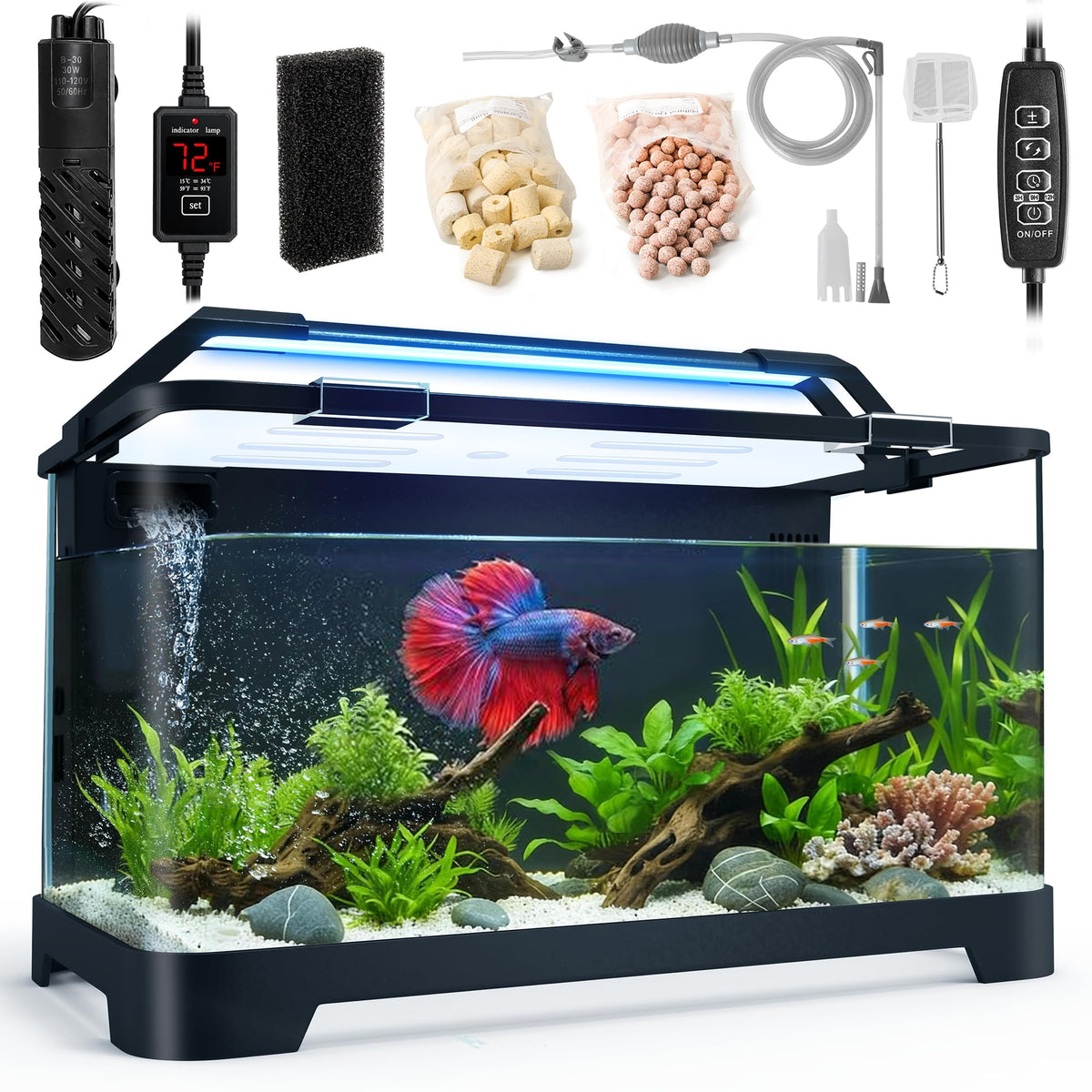 3.5 Gallon Acrylic Aquarium Starter Kit with Heater M151351