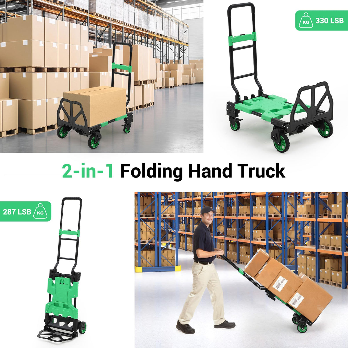2-in-1 Folding Hand Truck with Basket I511661