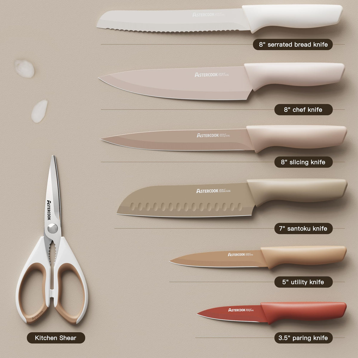 13 Piece Stainless Steel Kitchen Knife Set with Blade Guards Z91280